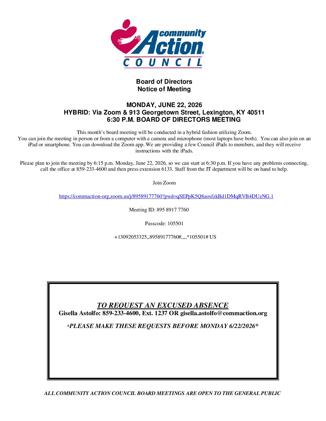 August 2026 Board Meeting—Virtual Meeting Access